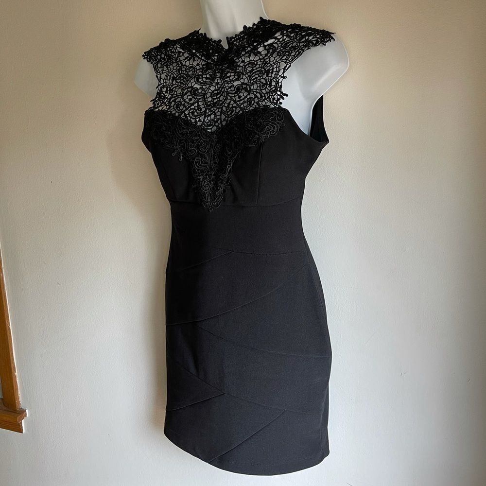 🆕 EMERALD SUNDAE Black Dress with Lace Neckline